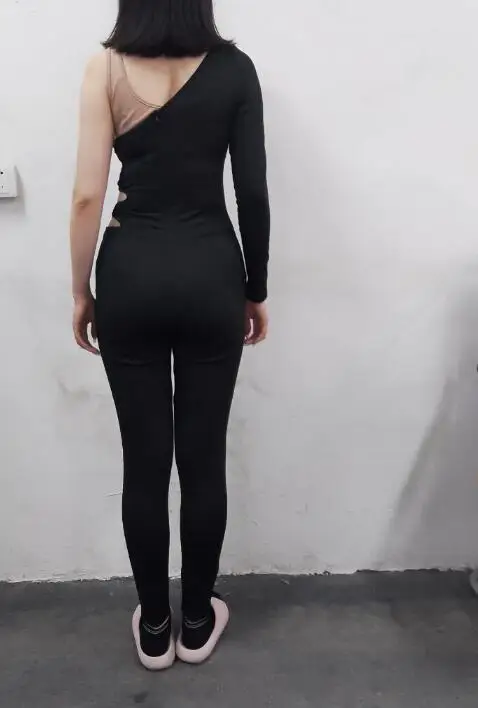 Women\'s Jumpsuit 2024 Spring/summer Latest Commuting Style Black Single Shoulder Side Strap Sleeveless Tight Romper Bodysuit