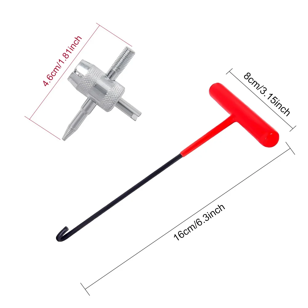 타이어 밸브 코어 빠른 교체 도구 키트 (6개 TR413 밸브 포함) - 자동차, ATV, 트럭의 누출 밸브 교체용 4방향 밸브 도구