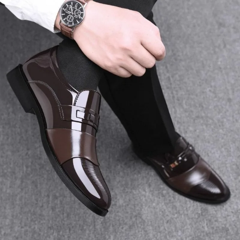 Lacquer leather British men's business dress leather shoes men's shoes fashionable shiny leather wedding shoes