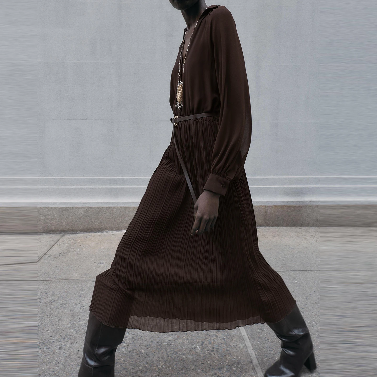 Faionable طويل ميدي Dr مع حزام المرأة خريف 2025 وصول جديد ثوب Ele ثنيات تنورة Sle V-Ne فضفاضة تناسب Dr #3