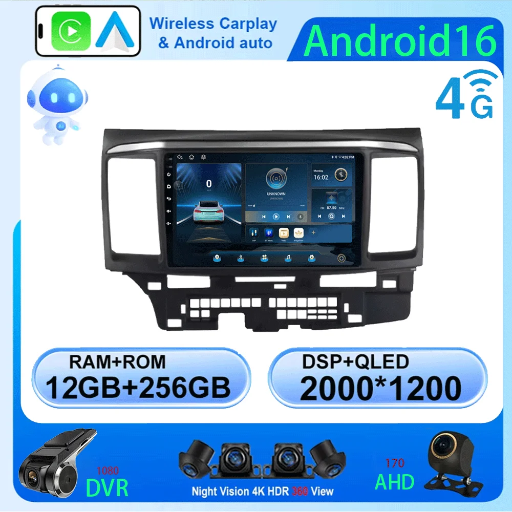 

Android 16 video Player For MITSUBISHI LANCER 9 10 X 2008 - 2016 9Inch Car Radio Stereo Audio GPS Player Carplay Auto Screen