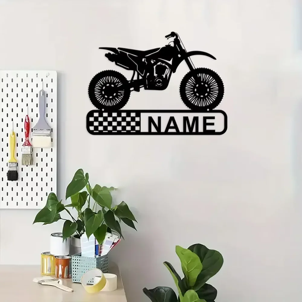 Stunningly Handcrafted Mountain Bike Themed Wall Art with A Custom Personalized Sign To Elevate Your Motorcycle Garage Appeal