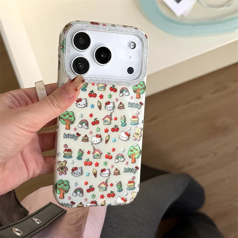 Kawaii HelloKitty جراب هاتف آيفون 17 الهواء 16 برو 16e 15 14 13 12 برو ماكس 11 للصدمات غطاء هاتف سيليكون من البولي يوريثان Fundas #5