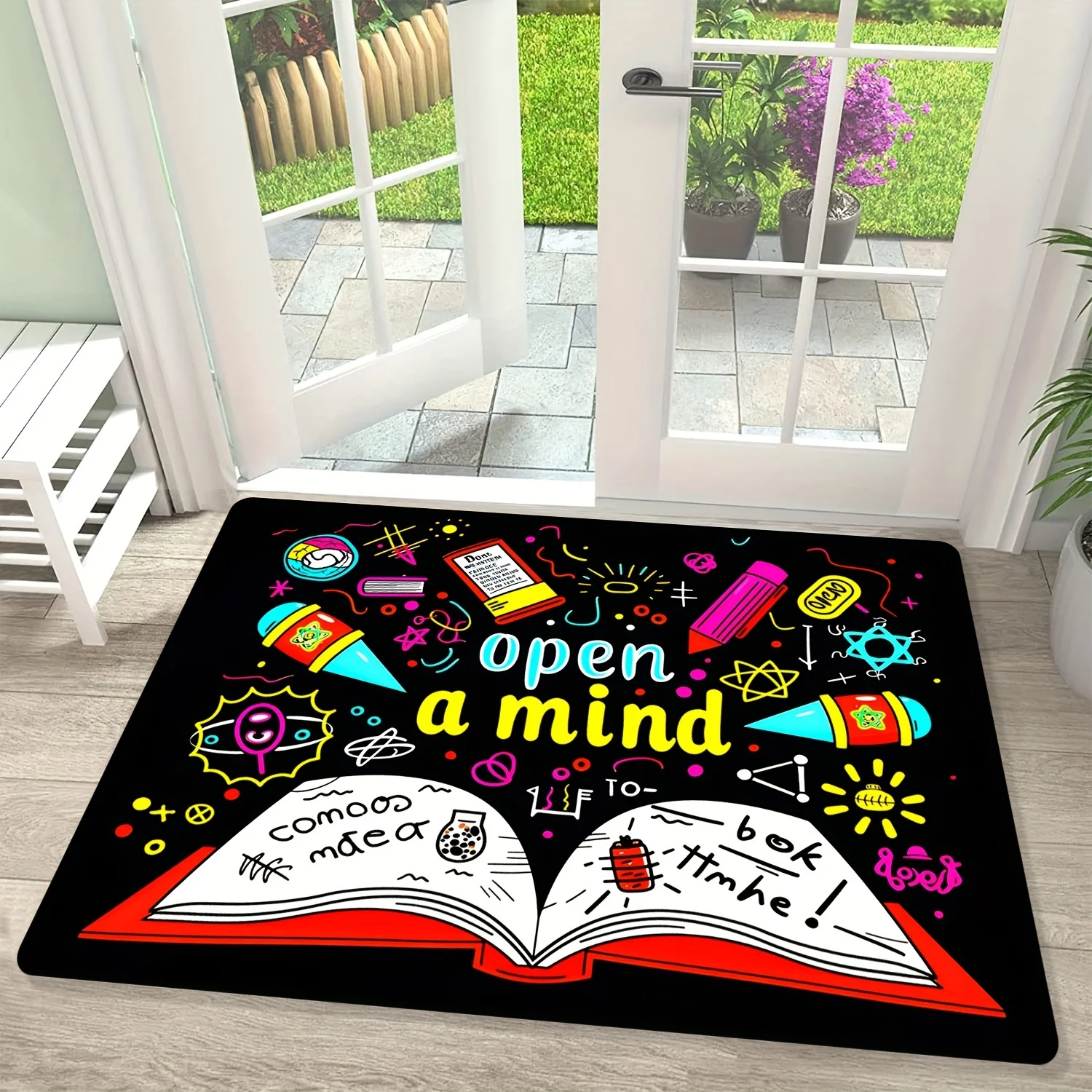 1pc of Flannel Area Rug Suitable for Souvenirs And Holiday Gifts, Featuring an Ultra-Soft Flannel Book Pattern, Machine Washable