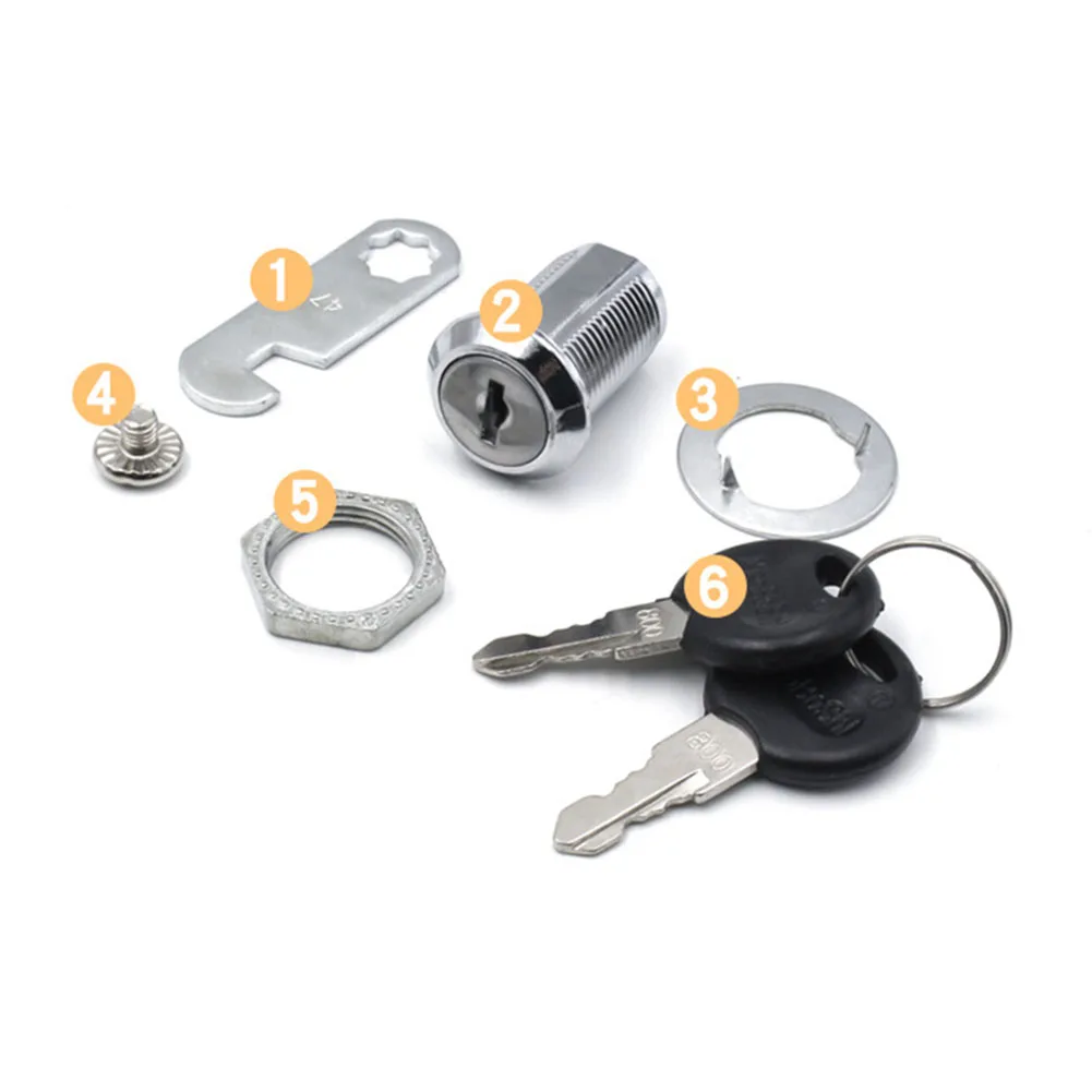 Mailbox Locker Cam Lock Adapter Bright Chrome Cabinet Cupboard Metal Part Replacement Tool With 2 Keys Accessory