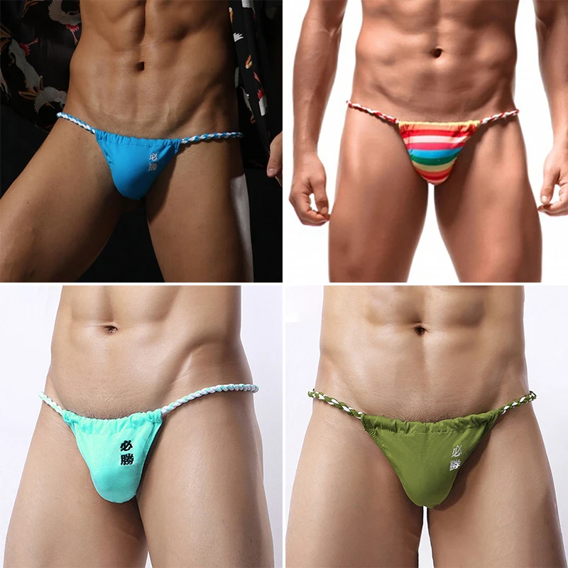 Men Gay Thong G-string Jockstrap Pouch Underwear G-Strings Homme Fundoshi Weave Rope Thongs Japanese Sumo Tanga Hombre Panties