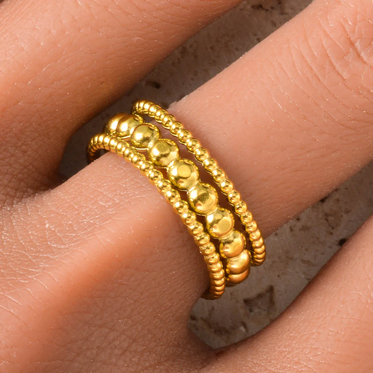 

Stainless Steel Gold Color Ring Elegant Durable Fashion Jewelry Gift for Women Men Classic Design for Daily Wear