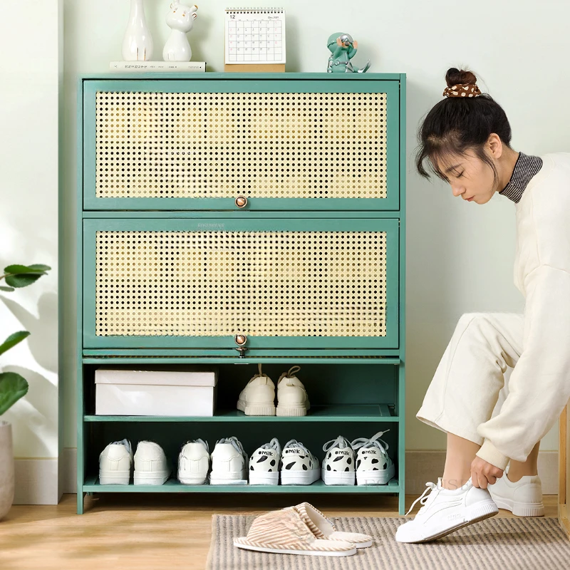 

Japanese Rattan Shoe Cabinets Home Bedroom Storage Cabinet Modern Home Furniture Large-capacity Dust-proof Entrance Shoe Cabinet