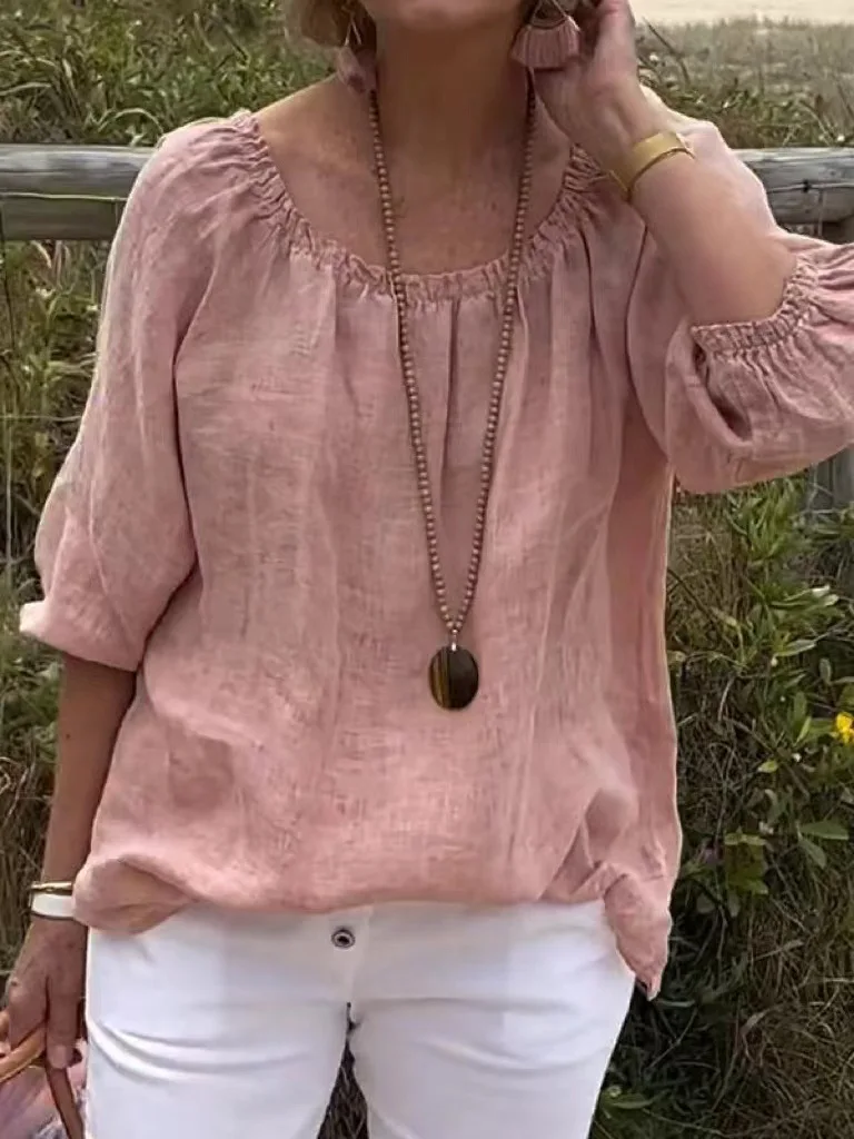 

Summer Women Blouse Short Sleeve Solid Shirts Female Casual Basic Tops Soft Tunic Oversized Blouse For Women Tops Blusas 2024