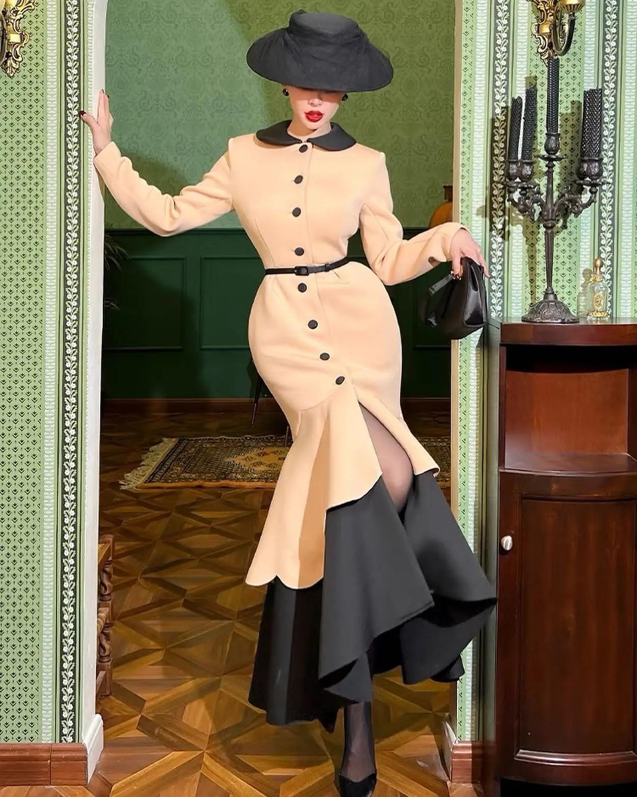 Abiti da sera personalizzati con cintura con bottoni a sirena in jersey di alta qualità Abito da cocktail moderno a maniche lunghe Par su misura