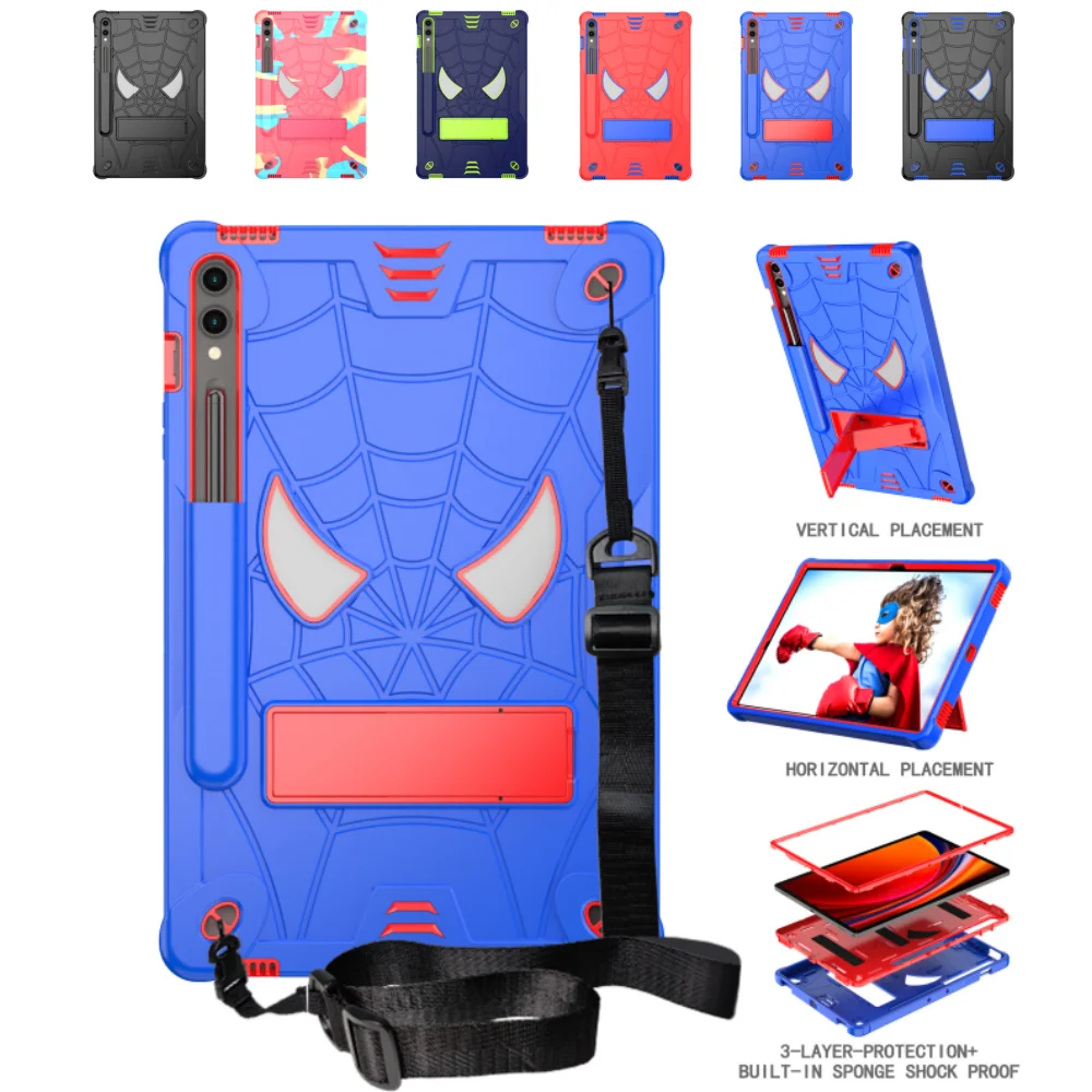 For Samsung Galaxy Tab S9 S9FE A9 Plus 2023 11 inch Case Built-in Kickstand for Tab A9 8.7 S9+ S9FE+ 12.4 with Shoulder Straps