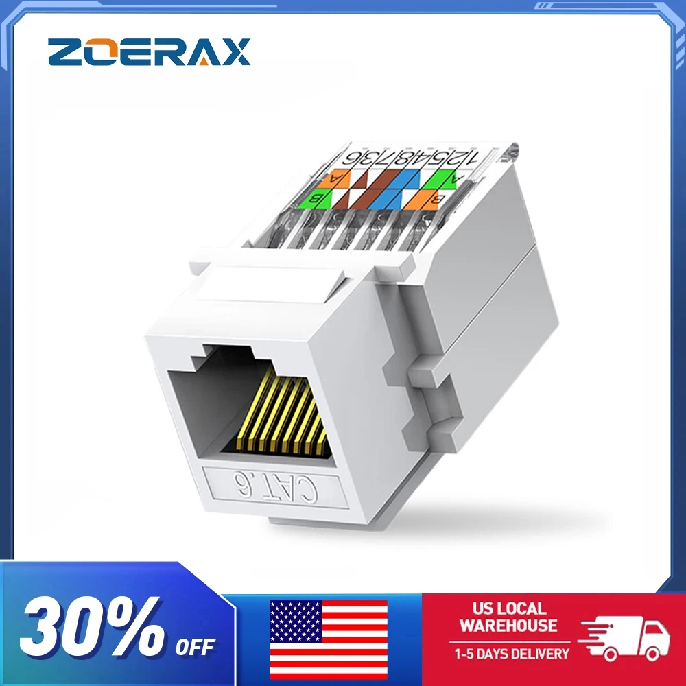 

ZoeRax 12/24PCS Cat6/Cat5e RJ45 Toolless Keystone Coupler Female To Female Ethernet Module Jack(Incompatible with Patch Panel)
