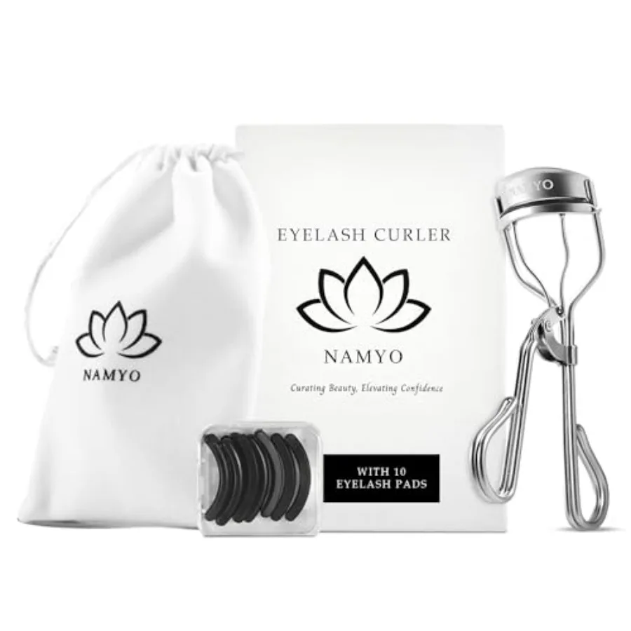 

Eyelash Curler Precision Lash Curler for Almond, Hooded and Deep-Set Eyes with Ergonomic Handle and 10 Silicone Refill Pads Com