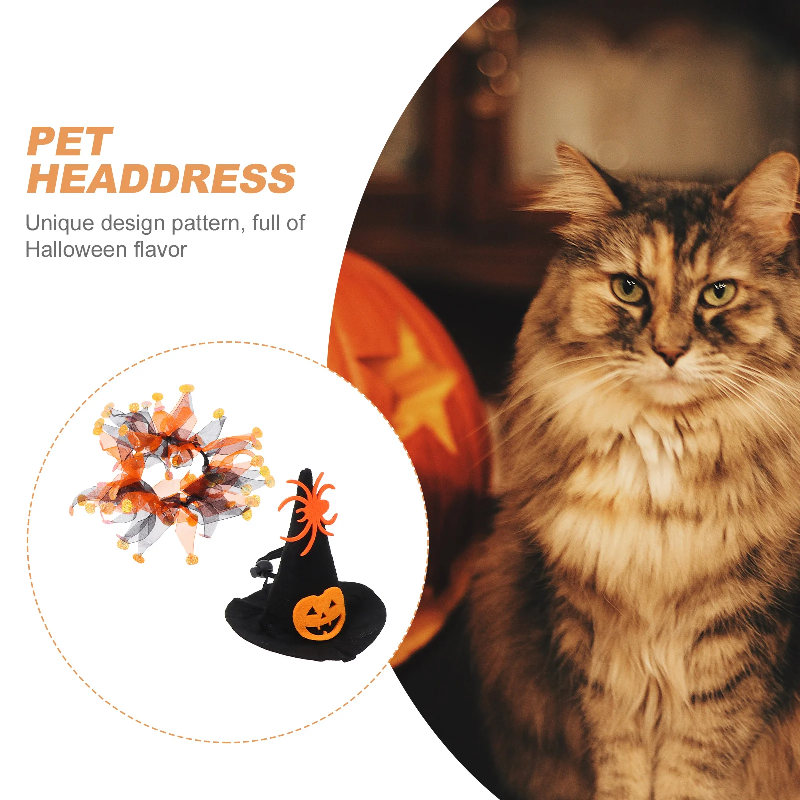 

1 Set Adjustable Hat For Cat Dog With Scarf Halloween Party Festival Costume Soft Cotton Material Reusable Durable Headdress