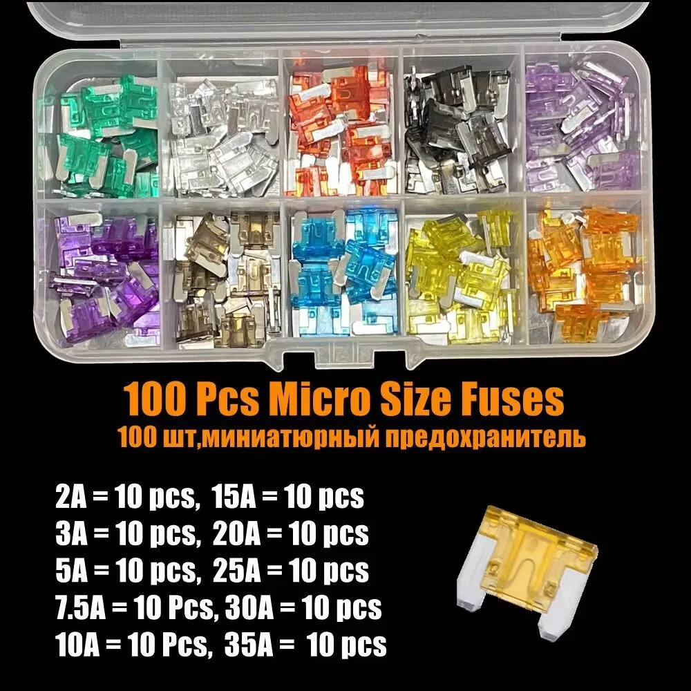 150/55/100 Miniature Automotive Fuses Contains a Variety of Commonly Used Current Specifications and Fuse Extractors, Suitable for Protecting Various Electrical Circuits in Automobiles. Different Ampere Values Correspond to Different Colors, Making Them Easy to Quickly Identify. Adopts a Plug-In Design, Easy to Install and Replace, Suitable for Car Lights, Audio Systems, and Vehicle Electrical Circuits in Cars, Suvs, Etc., for Overload and Short Circuit Protection, for Home Auto Repair, and for Everyday Vehicle Backup Use.