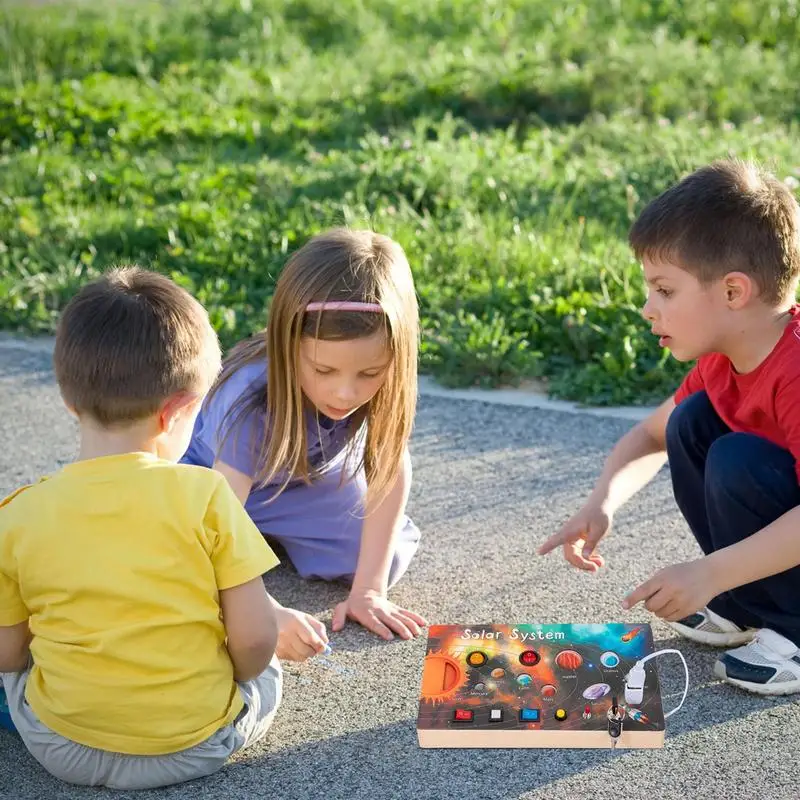 Juguetes del Sistema Solar Montessori, tableros ocupados de madera, juguete del espacio exterior, rompecabezas, juego interactivo para padres e hijos, juguete sensorial para niños