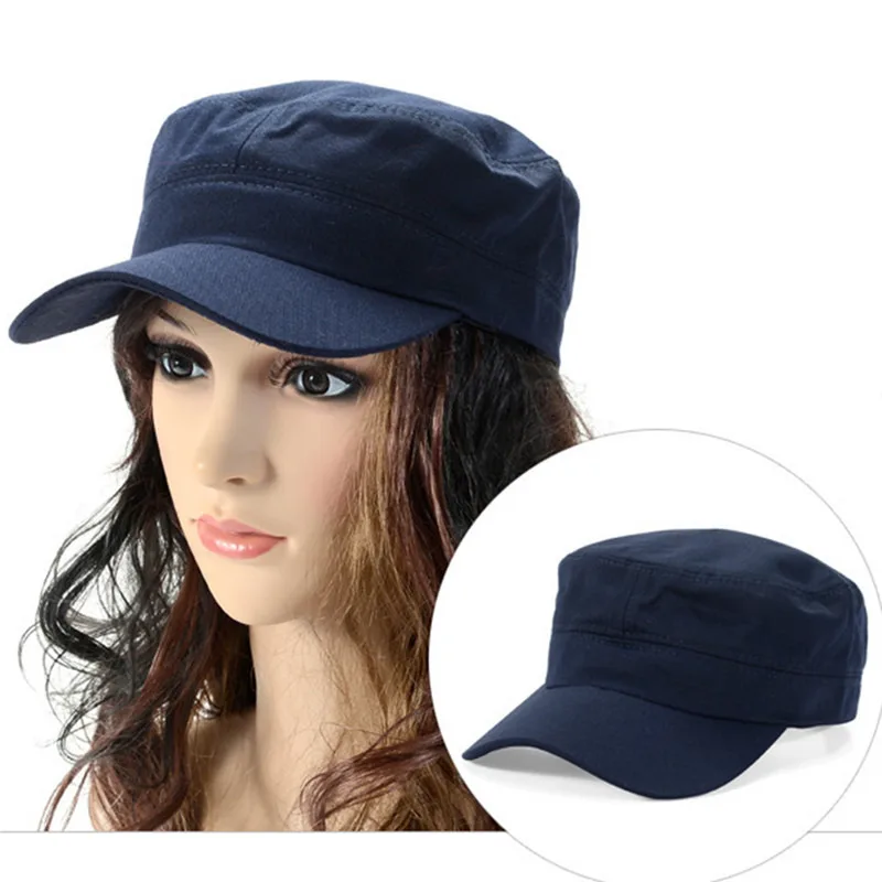1PC Mode Männer Frauen Fünf Farben Unisex Einstellbar Klassischen Stil Plain Flache Vintage Armee Hut Kadett Militär Patrol Cap – Detail 6