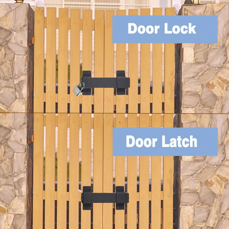Gerendel pintu geser penuh, kunci gerendel tugas berat dengan lubang gembok, cocok untuk pagar kayu, kunci pintu gudang, Grendel luar ruangan