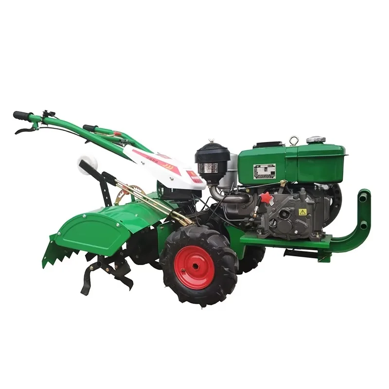 Agricultural Water-cooled diesel 8HP wheel drive pastoral weeder loose soil rotary tiller multi-function management machine