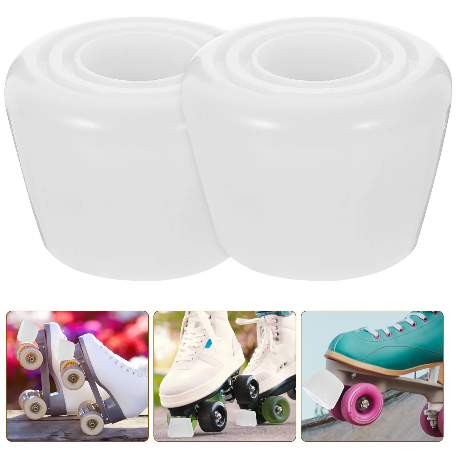 

PU Roller Skate Brakes White Blocks Lightweight Wear Resistant Large Area Adjustable Height Easy Install Toe Stoppers Exercise
