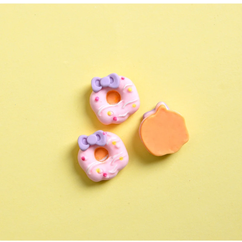 10 Pcs Resin Candy Donut Dollhouse Miniature Food Flat Back Resin Cabochon Scrapbooking Fit Phone Embellishments DIY Accessories