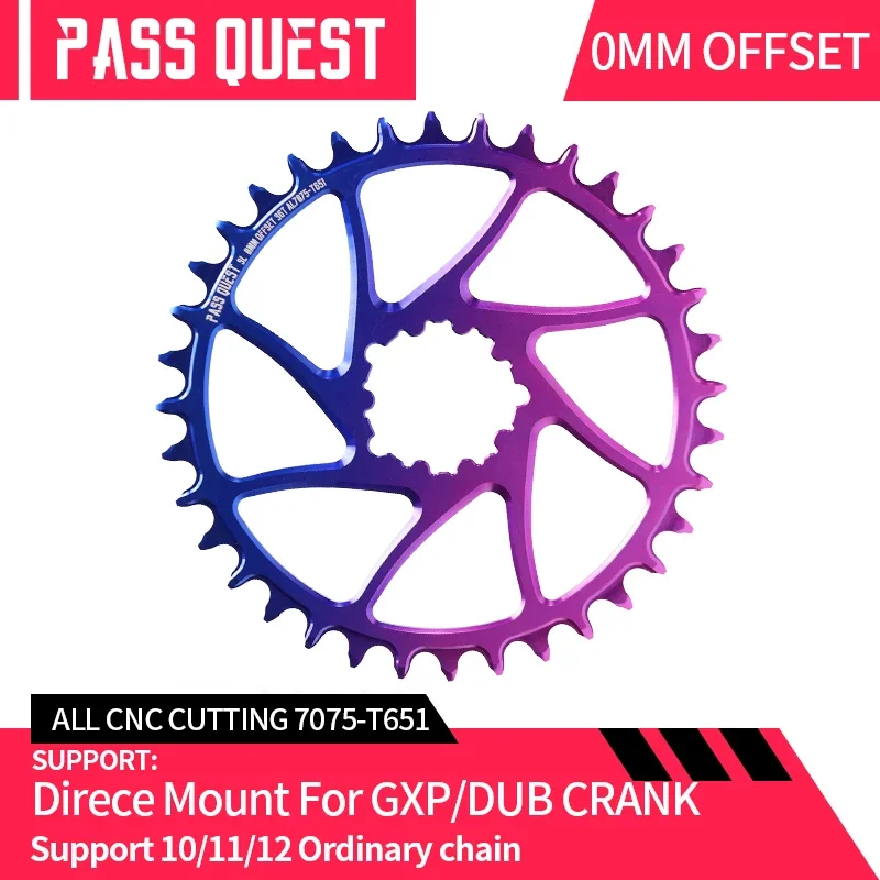 

PASS QUEST 0mm Offset MTB Narrow Wide Chainring 30-42T Round Gradient for GXP/DUB Crank Bicycle Accessories