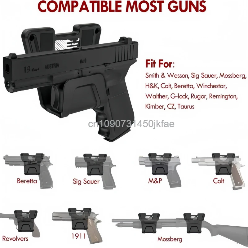 Фото Магнитный держатель для пистолетов и ружей (AR15, M4, G17, 19, G43X, Glock) настенный, с защитой курка, быстросъемный, до 15 фунтов