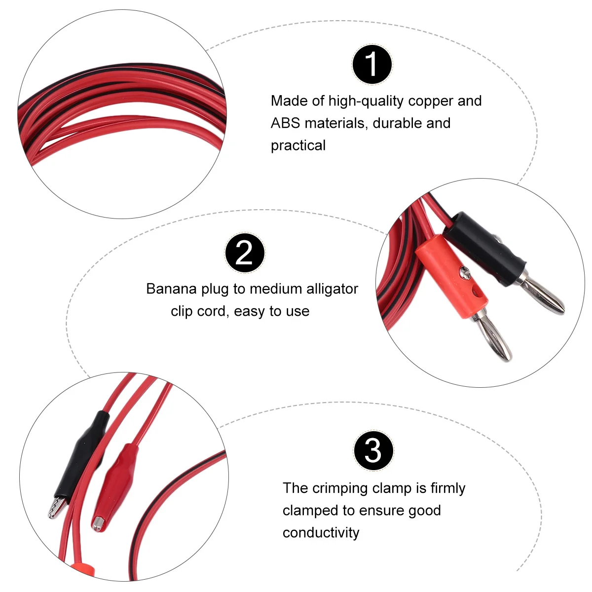 

5Pcs 1M Banana Plug to Crocodile Alligator Clip Test Lead Cable with Insulated Copper Wires Stackable 4Mm Plug for Electrical