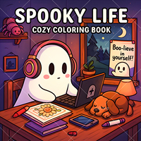 Halloween Spooky Life Coloring Book for Adults and Teen Featuring Adorable Creepy Creatures Painting Gift Kids Educational Toys
