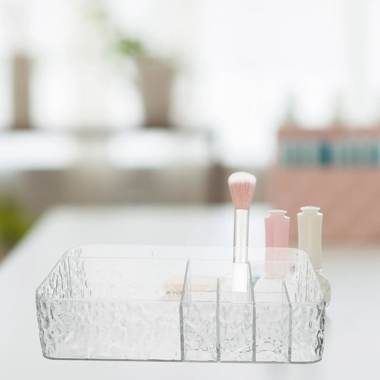 Sturdy Acrylic Lipstick Holder Organizer for Desktop Vanity Table with Stable Base Multiple Slots Lipgloss Nail Polish Cosmetics