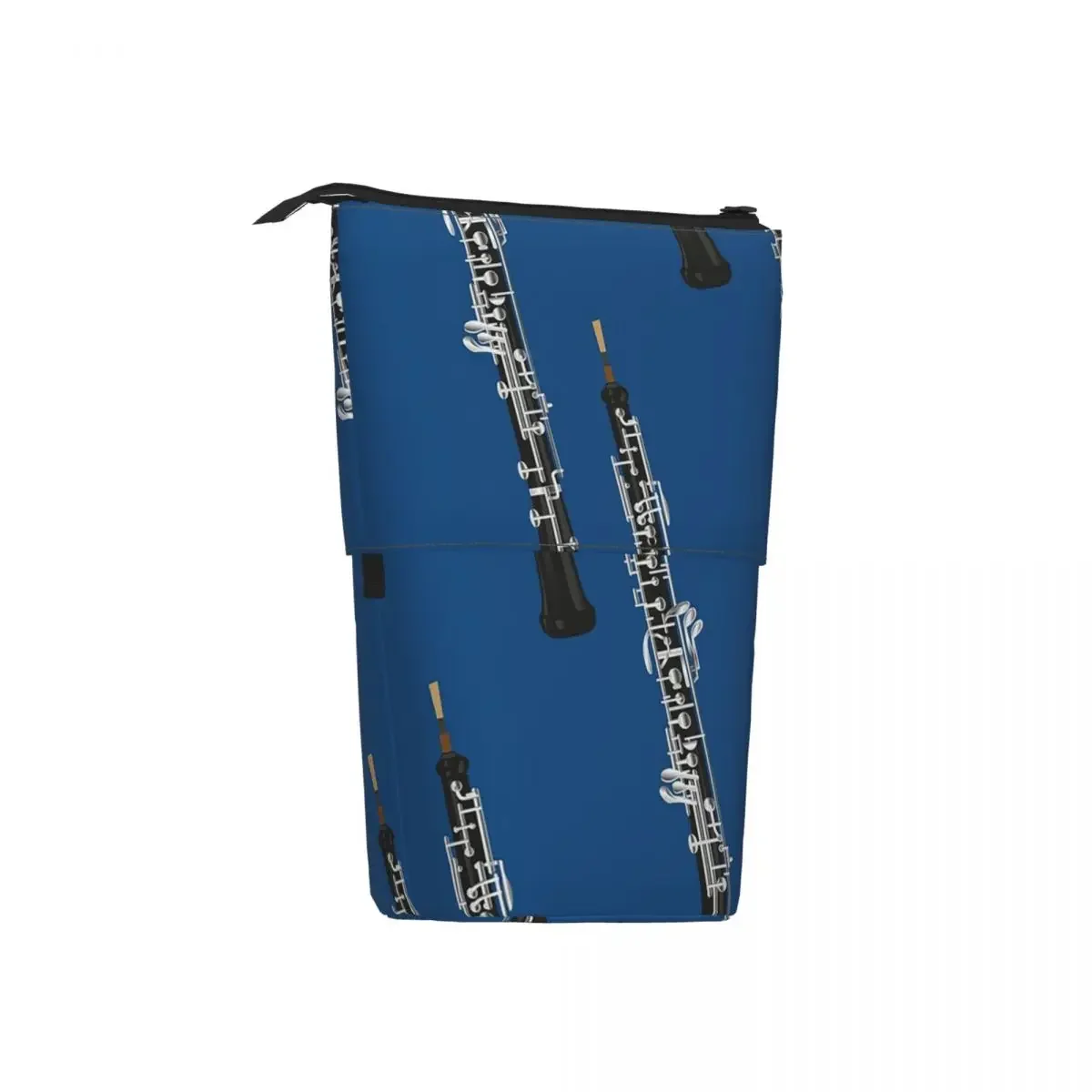 Oboe On Blue Reversible Pencil Cases Pen Holder Storage Stationery Supplies Big Capacity Pen Box Pencil Bag for Kids School