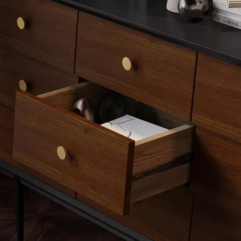Factory Direct 2026 Nordic solid wood nine-chest cabinet retro storage side cabinet living room bedroom bedside small apartment