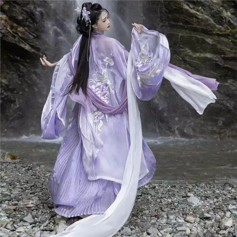 Skirt, big sleeves, heavy industry, Tang embroidery, Hanfu, crocodile chest-length spring and summer