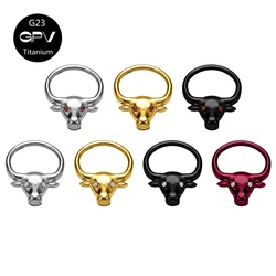 Wholesale G23 Titanium Sculpture Bull Head ZC Nose Septal Ring Punk Nose Ring Male and Female Body Perforated Jewelry Earrings