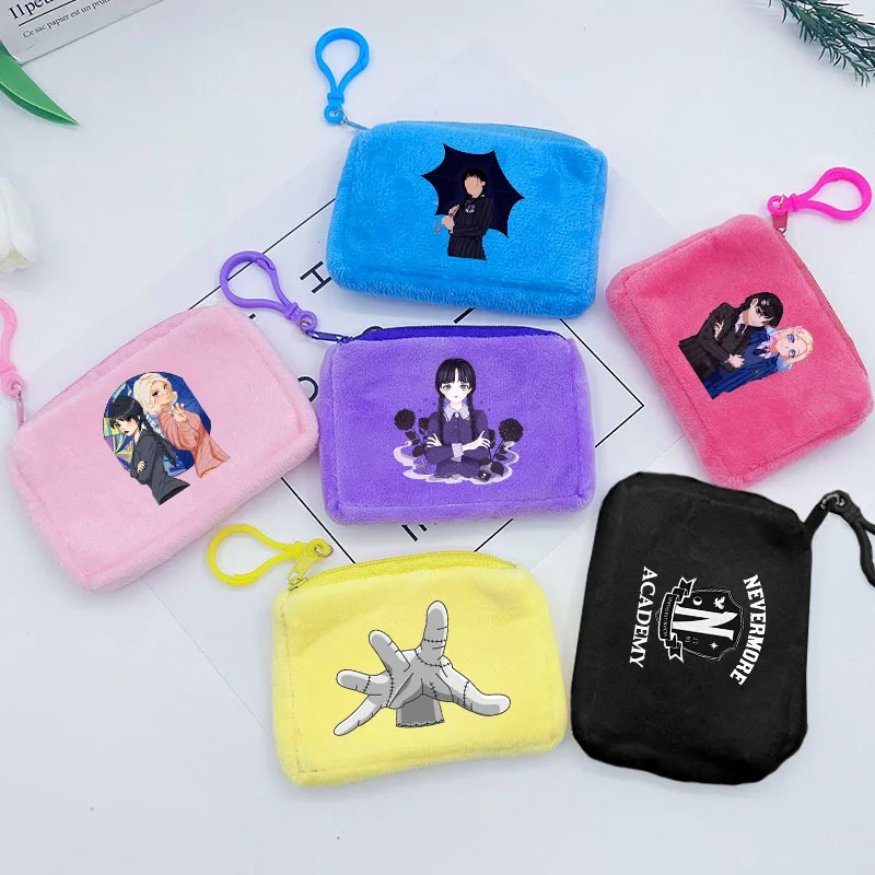 

Мини-кошелек серии Wednesday, кошелек для монет с американской драмой Аддамс, милая квадратная сумка для хранения, кавайный чехол для наушников, подарки на день рождения