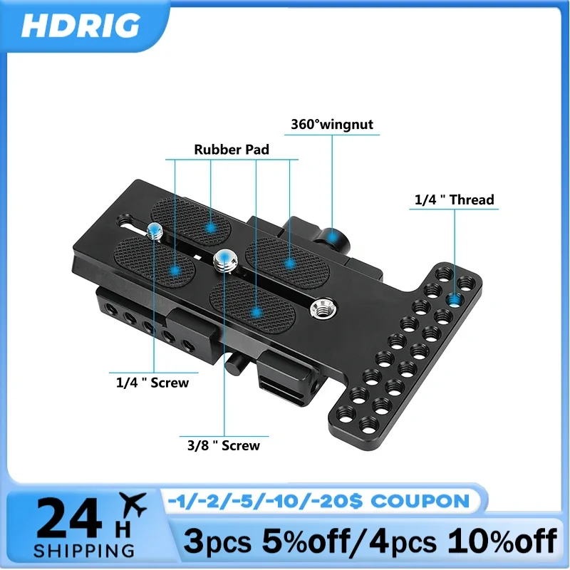 

HDRIG Manfrotto-Type Slide-in Quick Release Plate with Clamp Base (5.7") For Manfrotto 577/ 501/ 504/ 701 Tripod