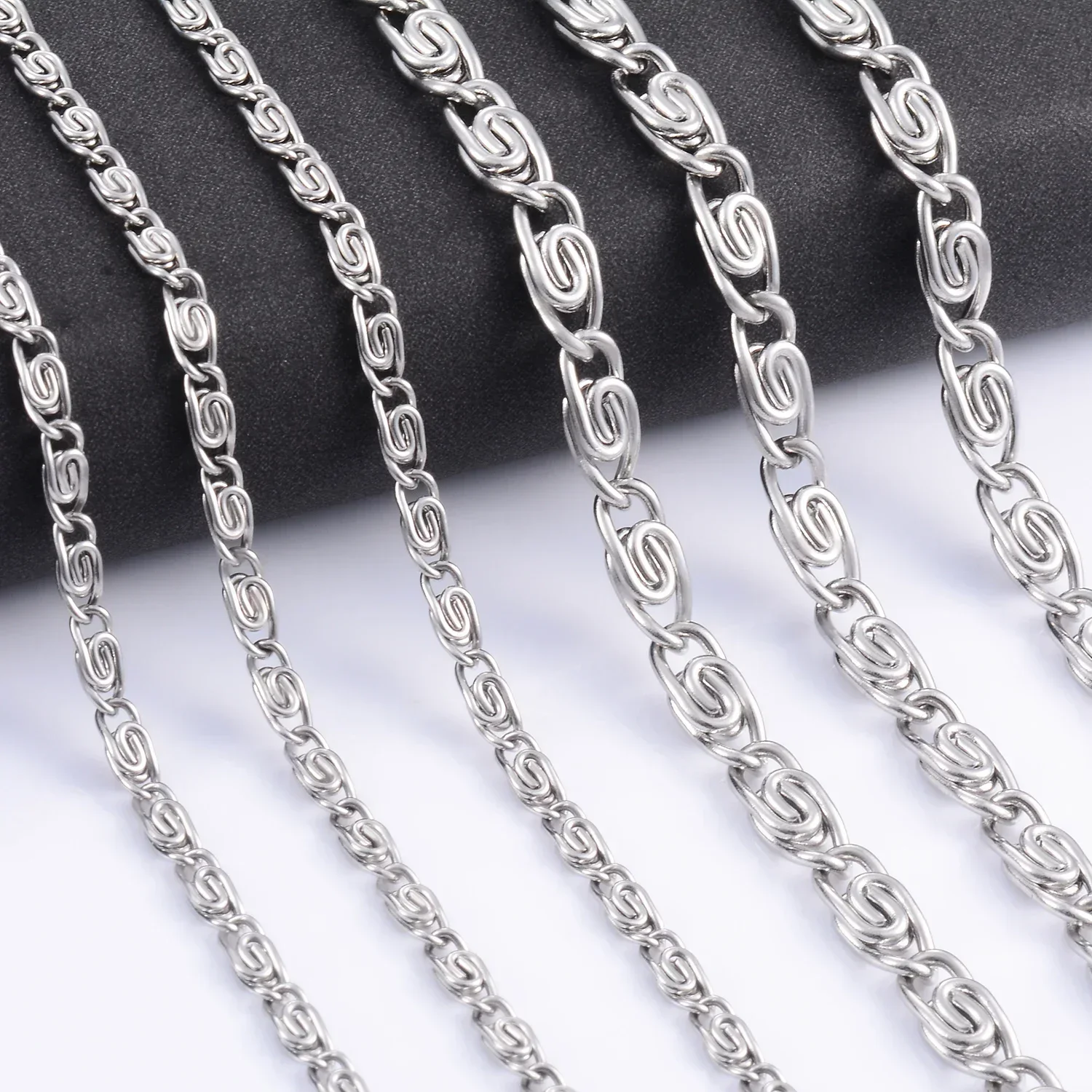 قلادة من الفولاذ المقاوم للصدأ Yadreva-Figaro ، لون فضي ، سلسلة مارينر ، قلادات حلزونية ، مجوهرات هيب بوب