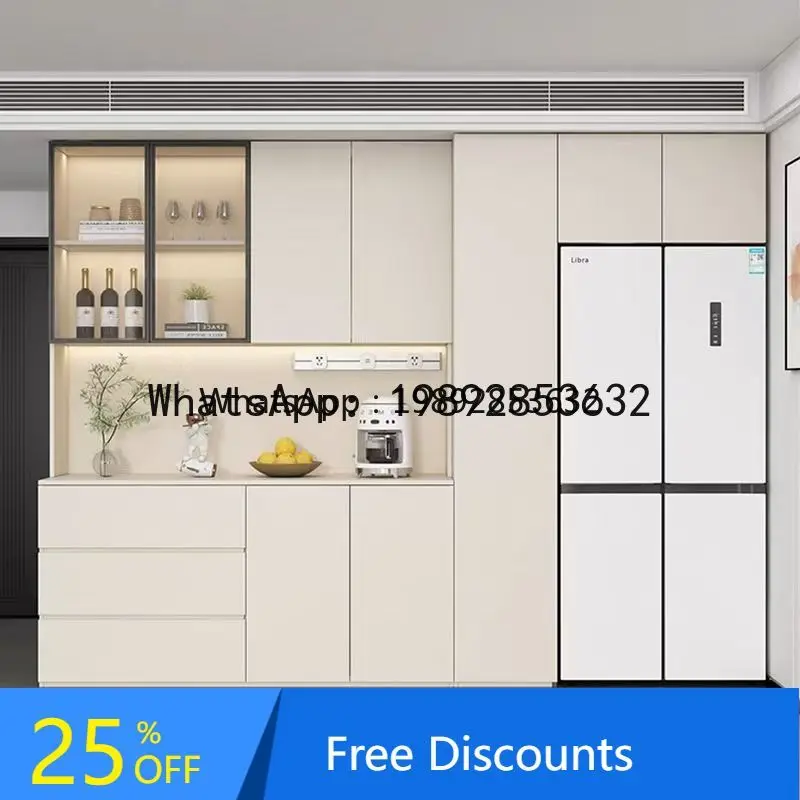 F2 Embedded Refrigerator Sideboard Integrated Wall-Mounted Modern Simple Solid Wood Sideboard Living Room Storage Cabinet
