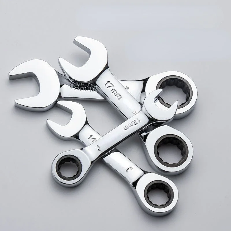 6mm-19mm Reversible Combination Stubby Single Wrench Stubby Combination 72 Tooth Ratchet Socket Spanner Nut Repair Tools