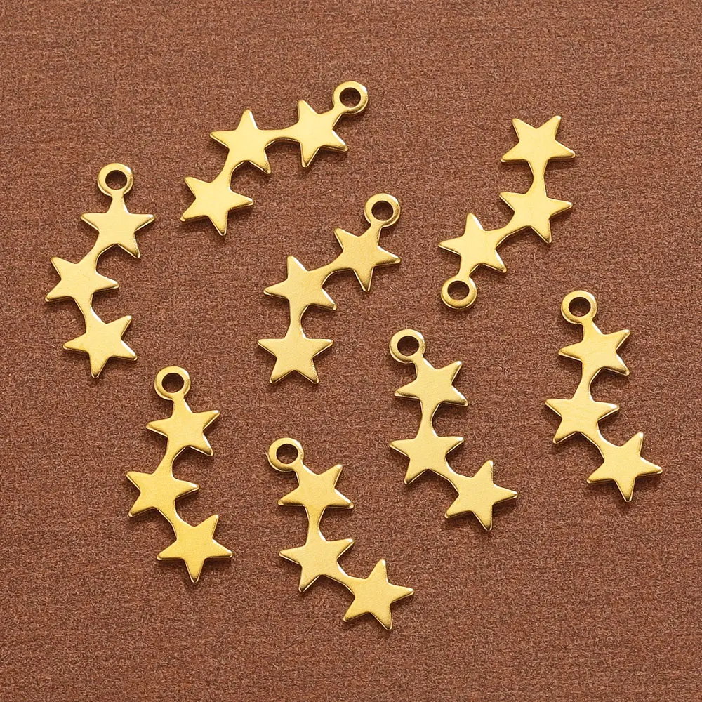 50pcs Stainless Steel Small Star Pendant Flat Charms for DIY Jewelry Making Necklace Bracelet End Tail Charm Material Crafts