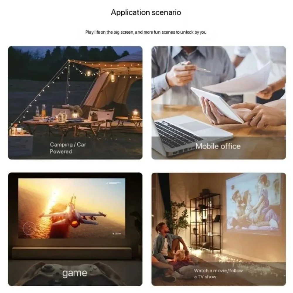 Mini 4K 3D Portable Projector Home Theater DLP Android Smart Car Outdoor Wifi Bluetooth Mobile Battery Rechargeable Game Video