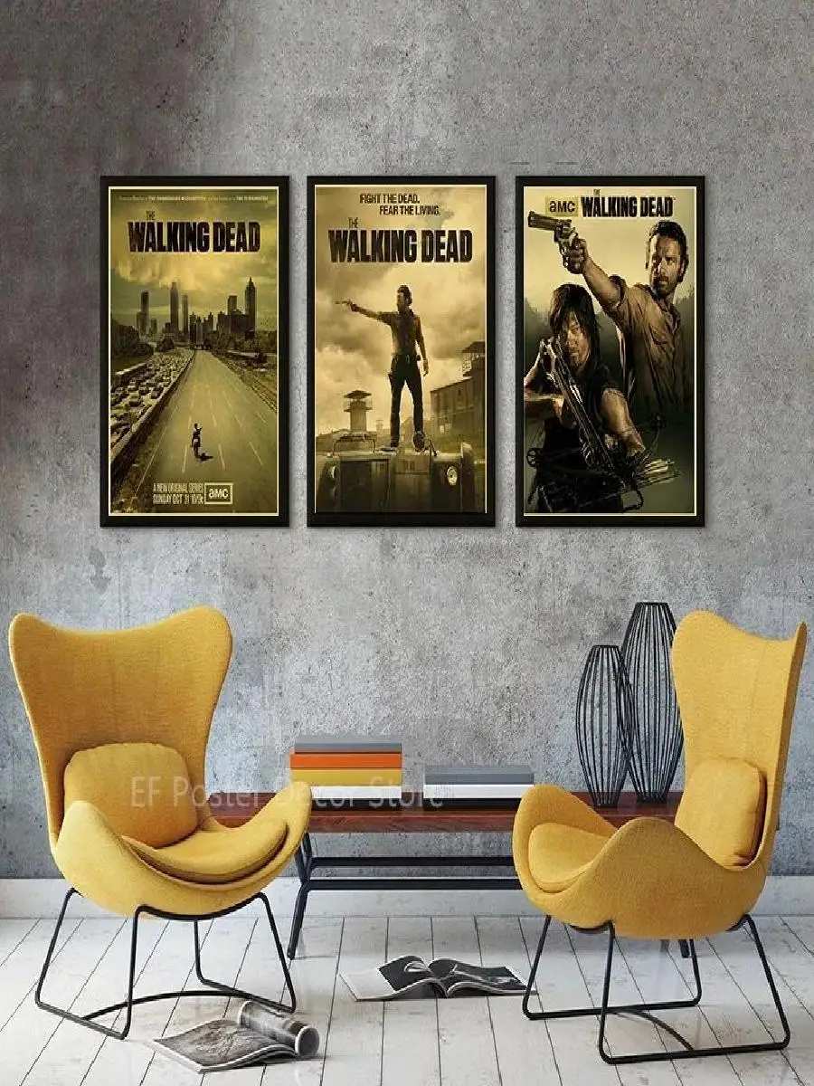 The Walking Dead Poster  Rick Grimes  Daryl Dixon Vintage Prints  Horror TV Show Wall Art  Retro Home Room Decor