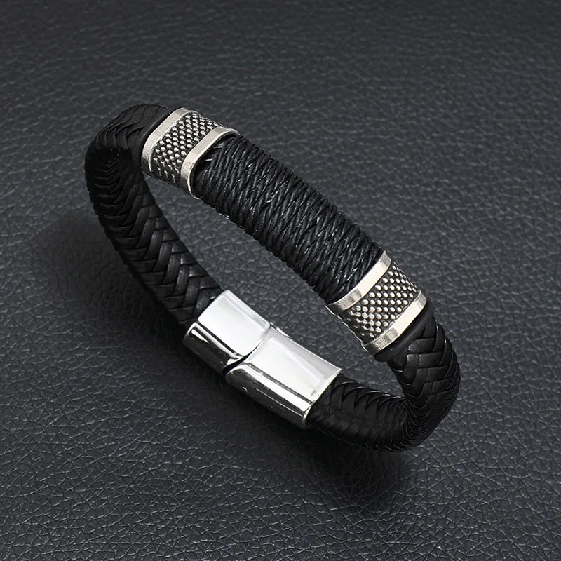 Moda masculina pulseira destacável ímã fivela artesanal de couro braslet hiphop rock equitação jóias acessórios pulseria hombre