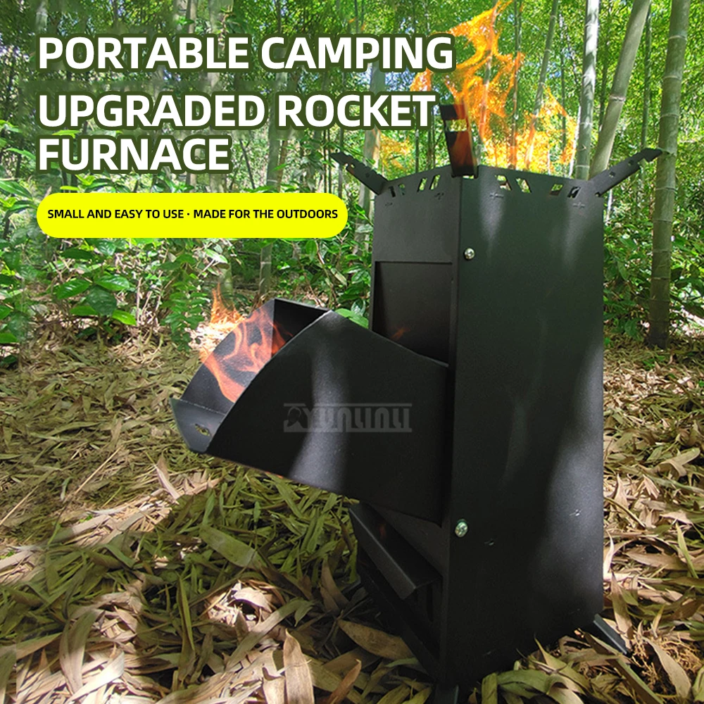 

Outdoor Portable Fire Wood Heater Simple Picnic Camping Stove for Barbecue Equipment Rocket Stove