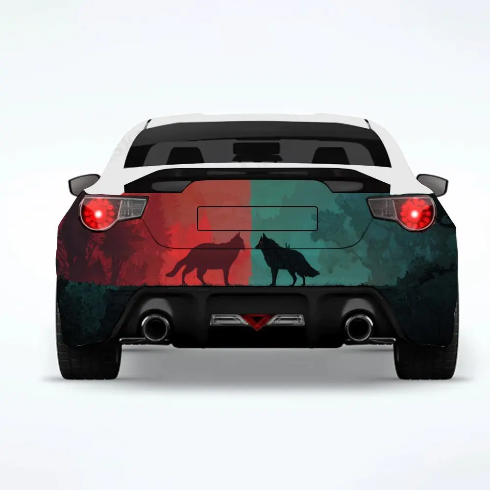 

Автомобильная наклейка «Кошка, волк, закат, луна», автомобильные виниловые обертки для украшения и защиты — водонепроницаемая самоклеящаяся виниловая наклейка