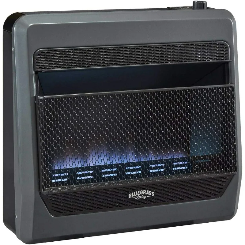 B30TPB-BB Ventless Propane Gas Blue Flame Space Heater with Thermostat Control, 30000 BTU, Heats Up to 1400 Sq. Ft., Black