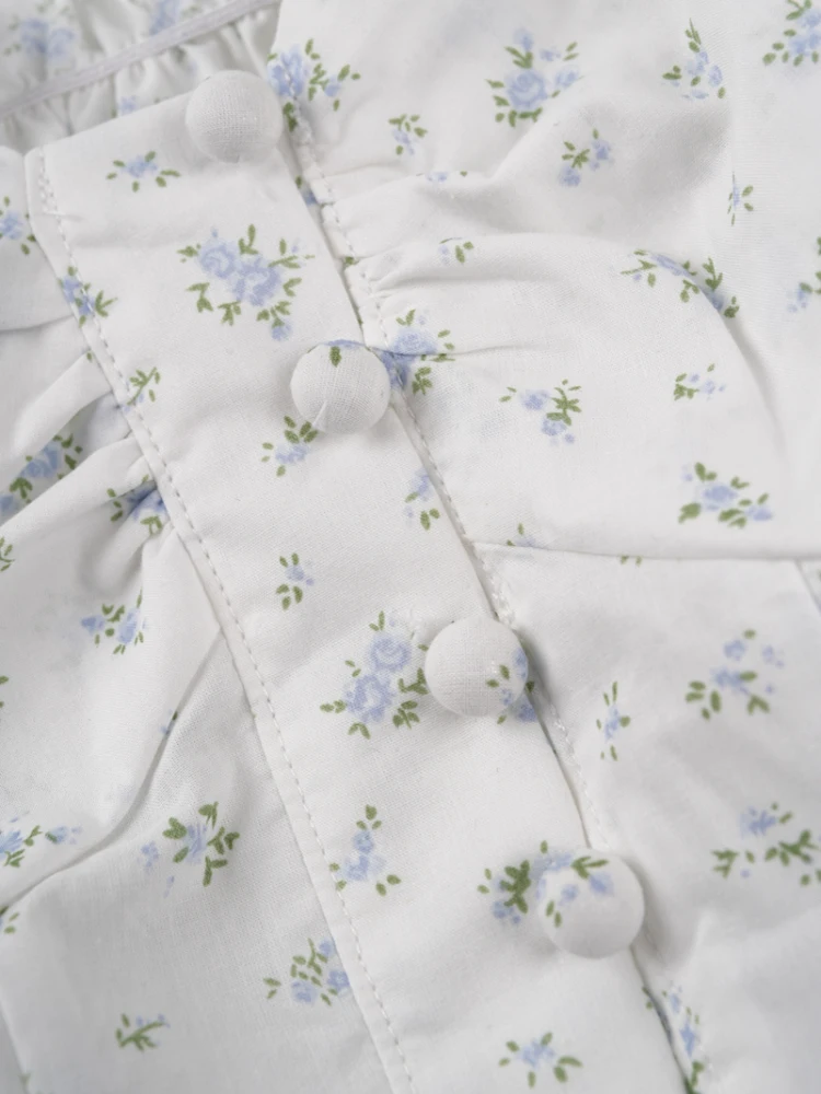 

Fre Floral Print Vest irt Women's Slim Fit Cotton ort Sve V-Ne Bal Design Korean Sle Commute Faion