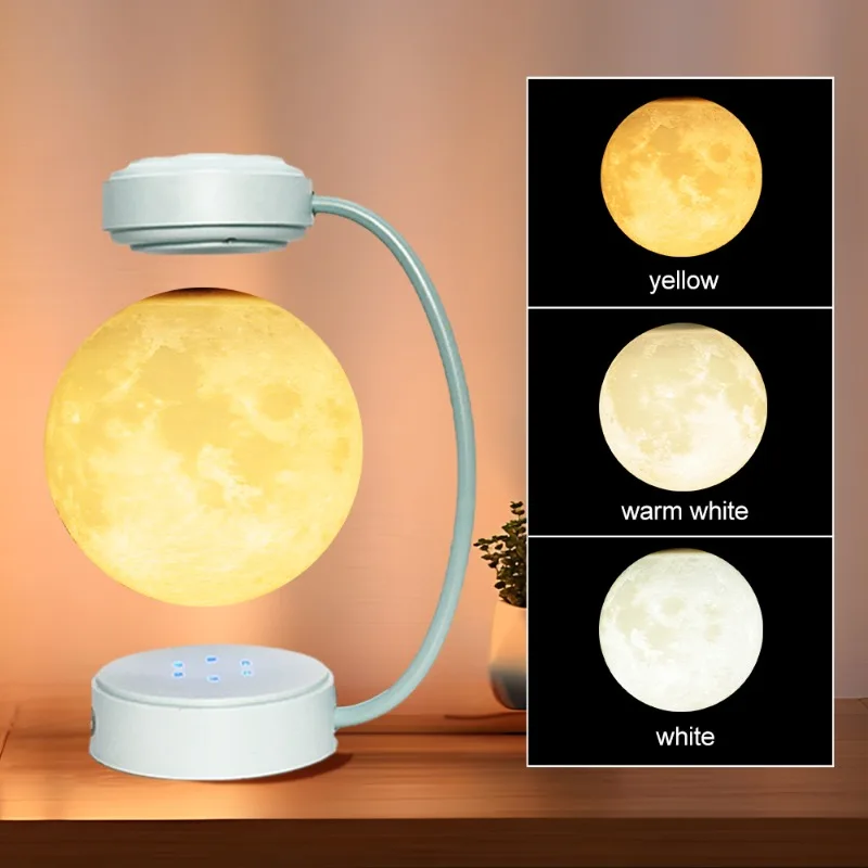 Levitating Moon Lamp, Floating 3D Printing Moon Lamp for Room Decor Office Desk Birthday Holiday Gifts for Mothers Girls Friends