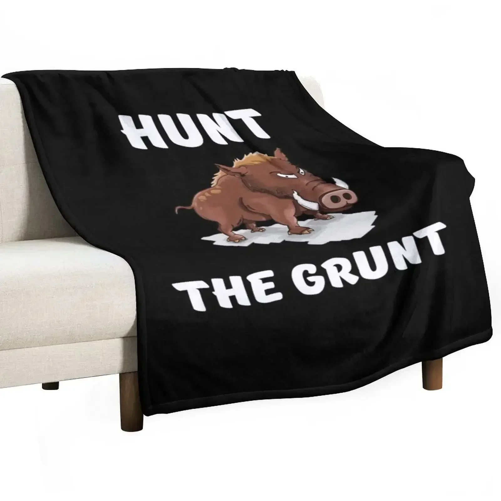 

Hunt the grunt. Hog hunting pig boar hunter black Throw Blanket Blankets For Bed Decorative Throw Blankets