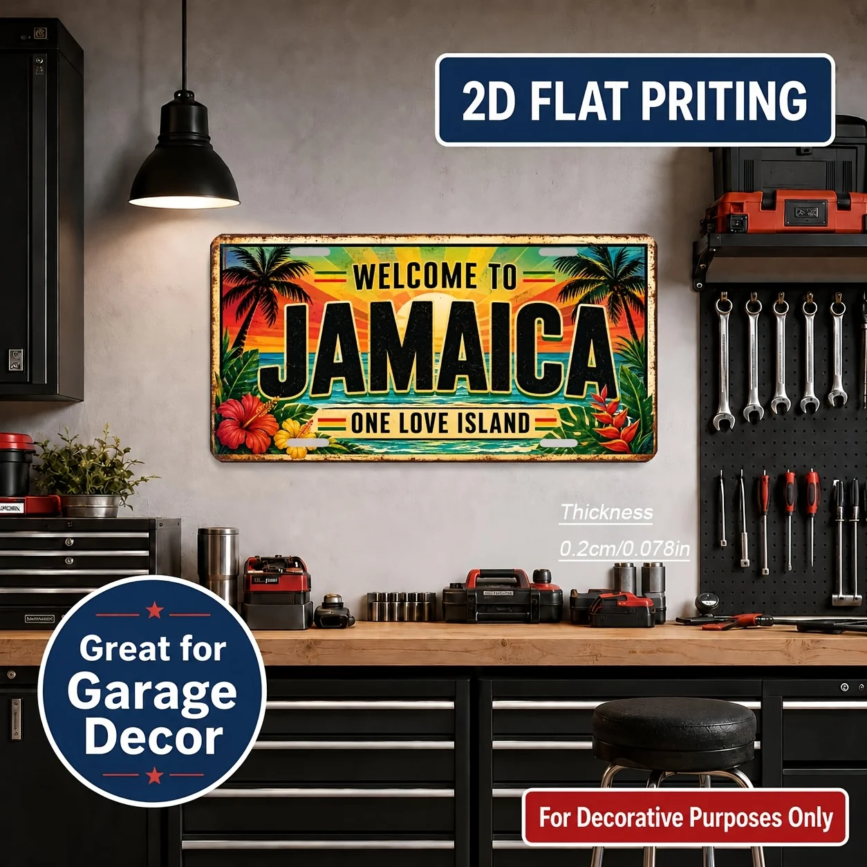 2D Flat, [2D Flat] 2D Flat, 1pc, Jamaica-themed Vintage Sign, for Decorative Use Only, Home Decor, Birthday Gift, Vintage Wall A